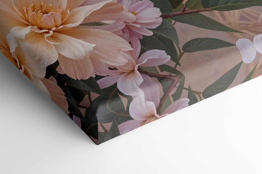 Vogel zittend op een tak met bloemen