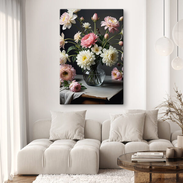 Vaas met bloemen op een tafel Vaas met bloemen op een tafel