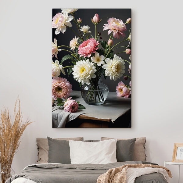 Vaas met bloemen op een tafel Vaas met bloemen op een tafel