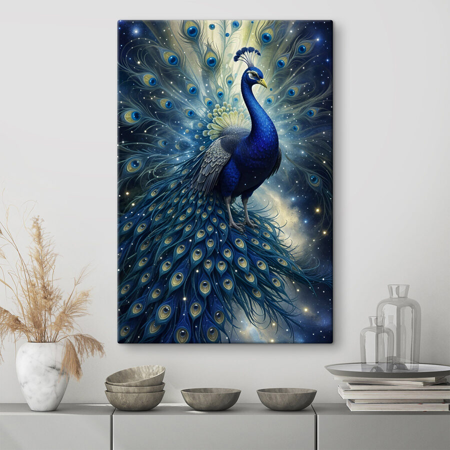 Majestueuze pauw in kosmische pracht