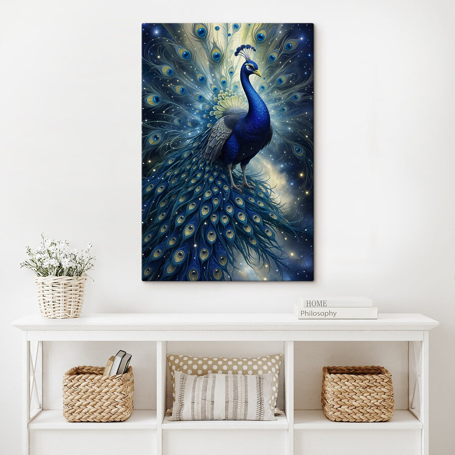 Majestueuze pauw in kosmische pracht