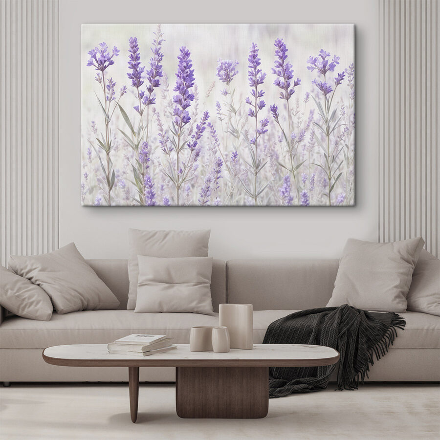 Canvas Schilderijen Groep paarse bloemen