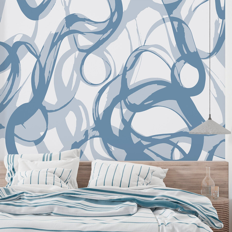 Blauwe en witte swirls