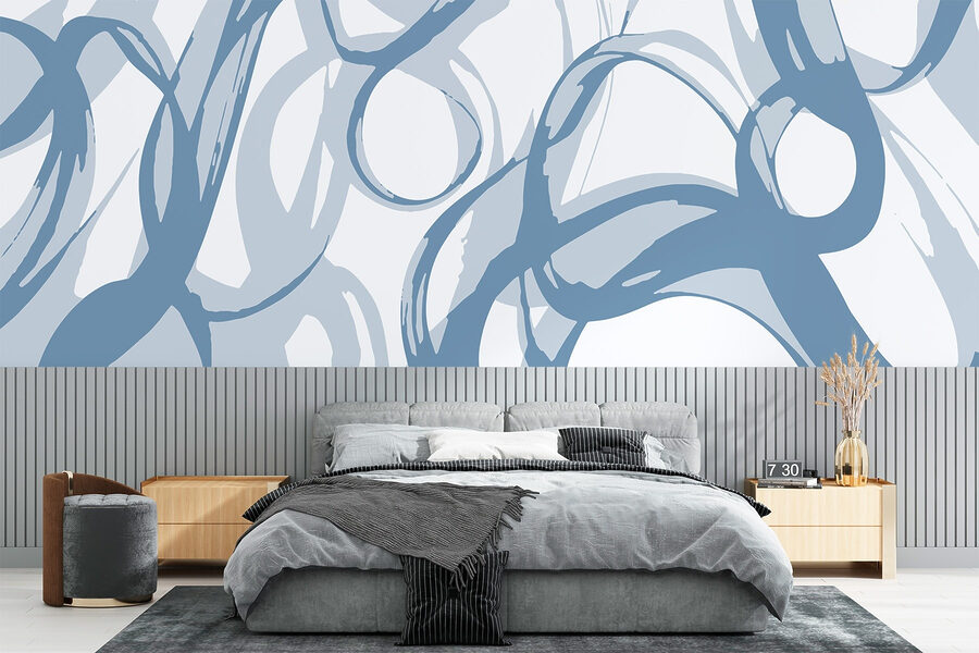 Blauwe en witte swirls