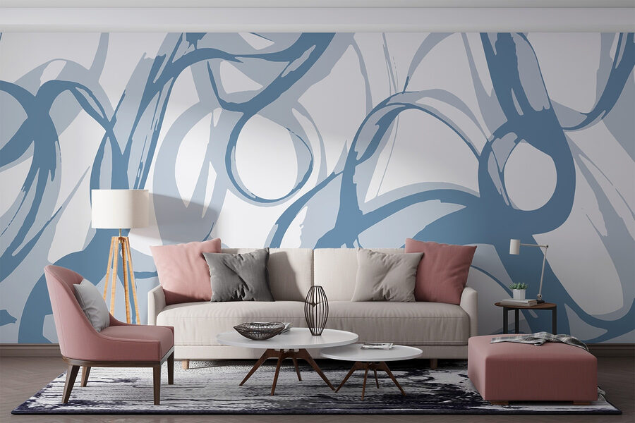 Blauwe en witte swirls