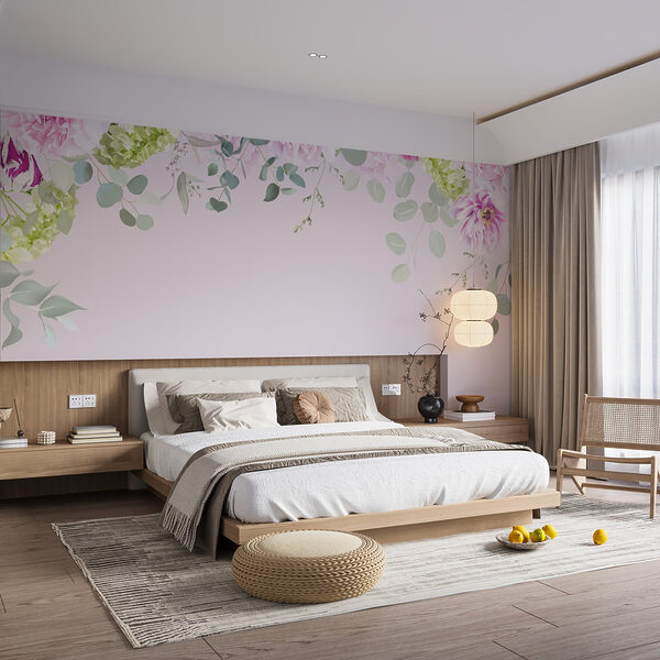 Fotobehang Fotobehang Groep bloemen en bladeren (Artikelnummer: w02016)
