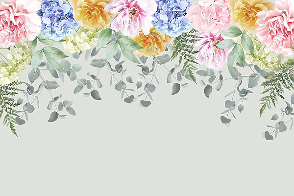 Groep bloemen en bladeren Groep bloemen en bladeren