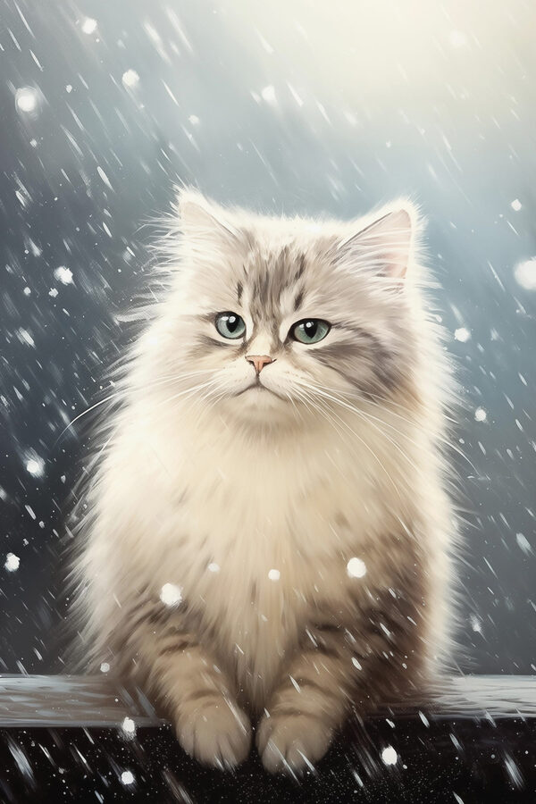Kat zittend in de sneeuw Kat zittend in de sneeuw
