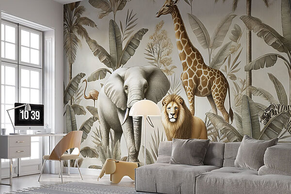 Behang met dieren en planten Behang met dieren en planten