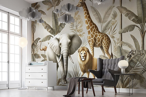 Behang met dieren en planten Behang met dieren en planten
