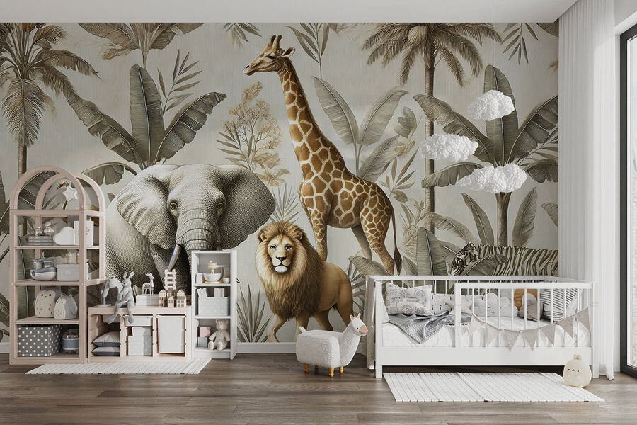 Behang met dieren en planten Behang met dieren en planten