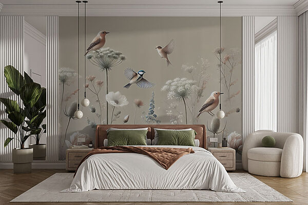 Vogels op bloemen en planten Vogels op bloemen en planten