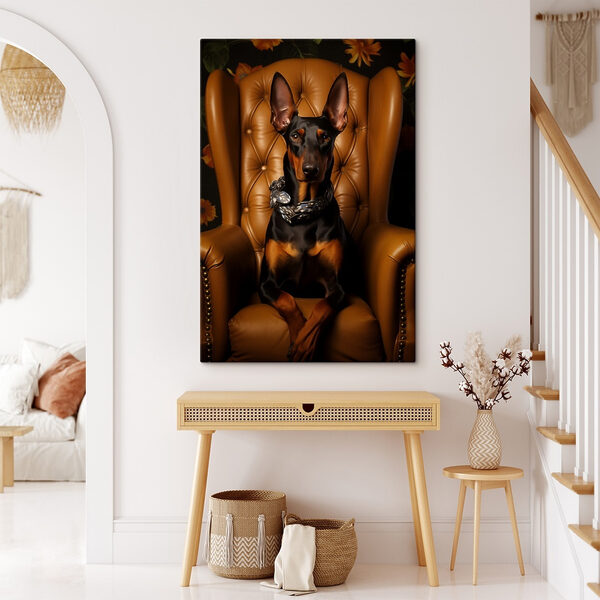 Hond zittend in een stoel Hond zittend in een stoel