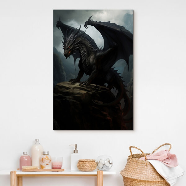 Zwarte draak op een rots Zwarte draak op een rots