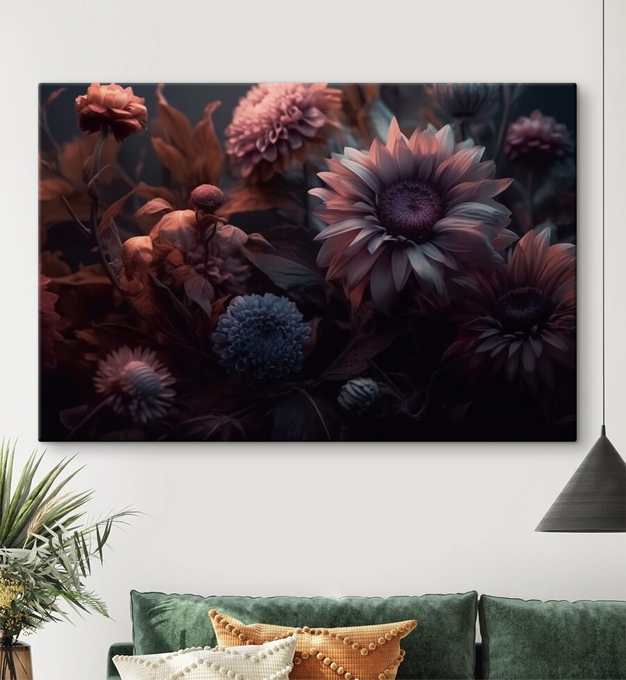 Groep bloemen met bladeren