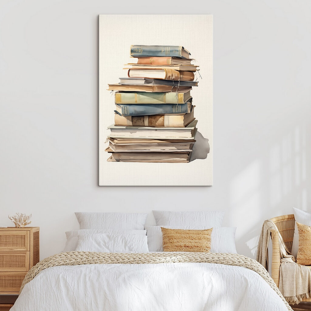 Watercolor of a stack of books Watercolor of a stack of books