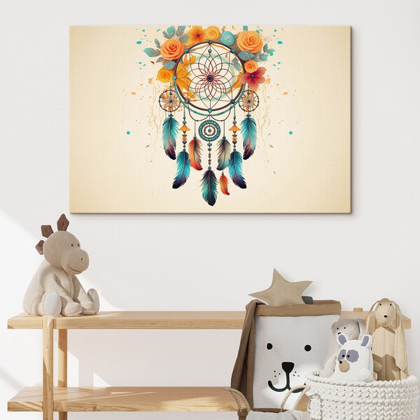Dromenvanger met bloemen en veren Dromenvanger met bloemen en veren