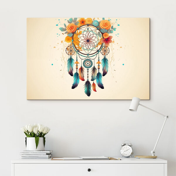 Dromenvanger met bloemen en veren Dromenvanger met bloemen en veren