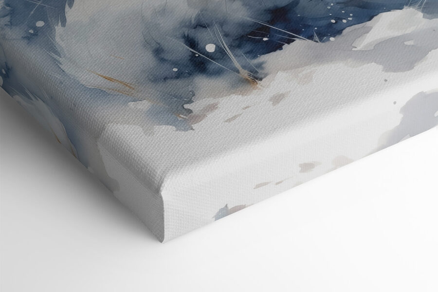 Aquarel van een vos liggend in de sneeuw