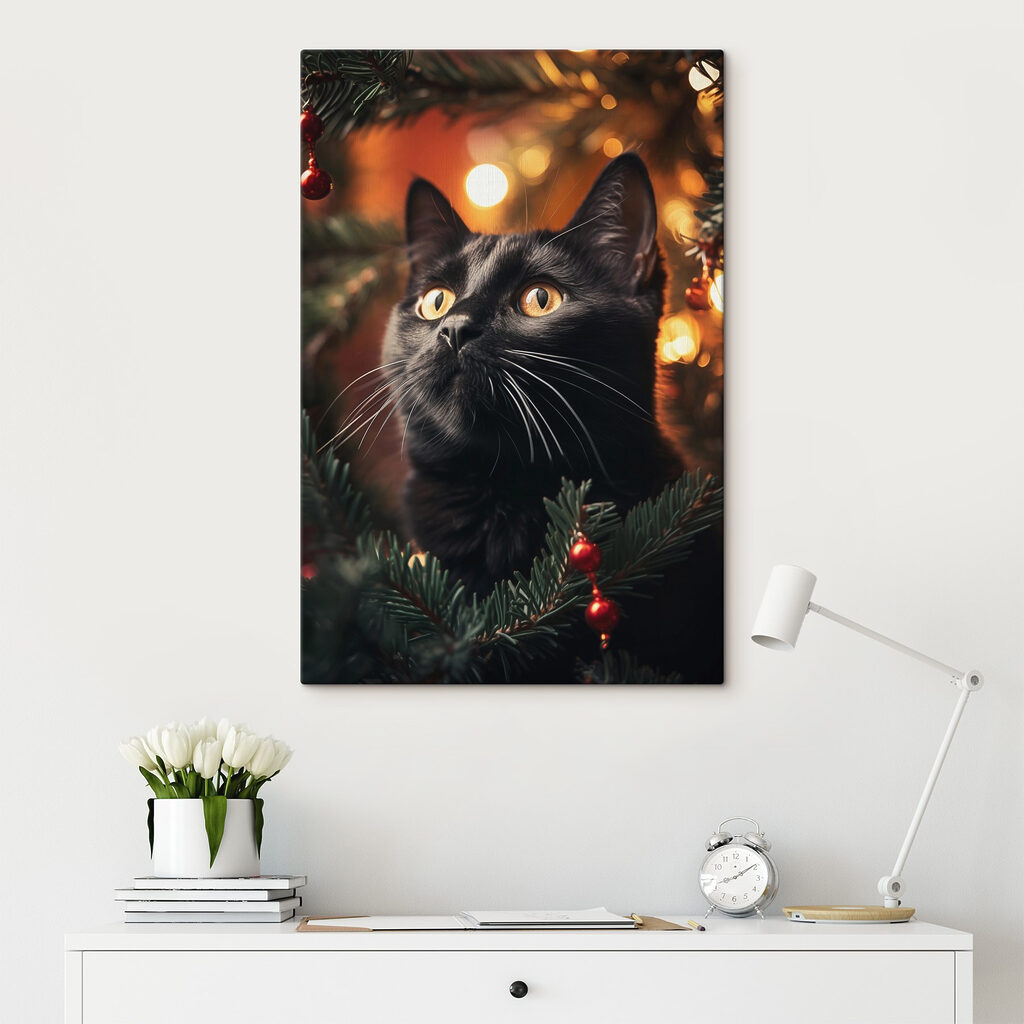 Black cat with yellow eyes