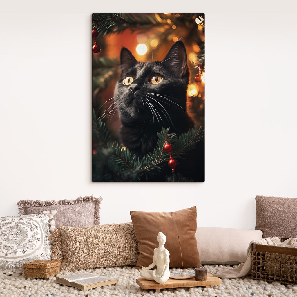 Black cat with yellow eyes