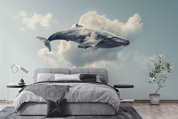 Fotobehang Fotobehang Walvis vliegend in de lucht (Artikelnummer: w01962)