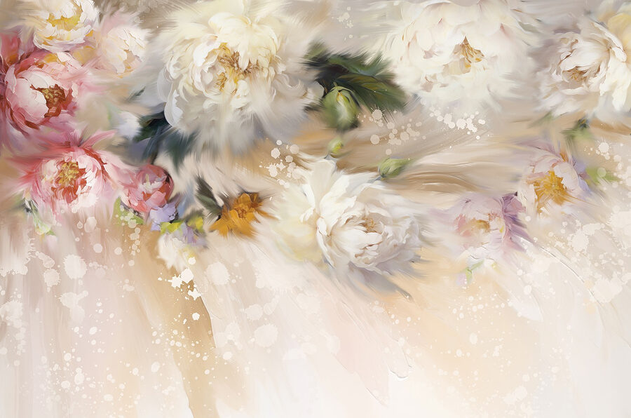 Schilderij van bloemen op een witte achtergrond