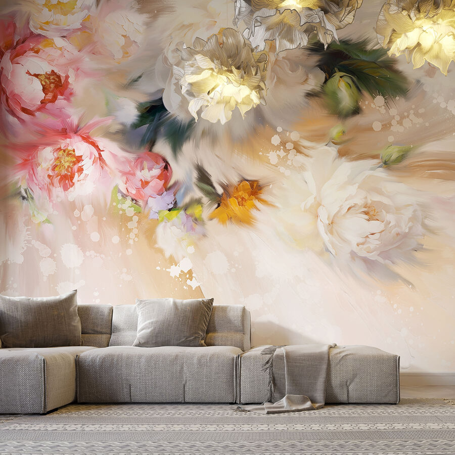Schilderij van bloemen op een witte achtergrond