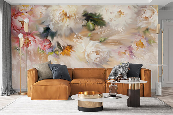 Schilderij van bloemen op een witte achtergrond Schilderij van bloemen op een witte achtergrond