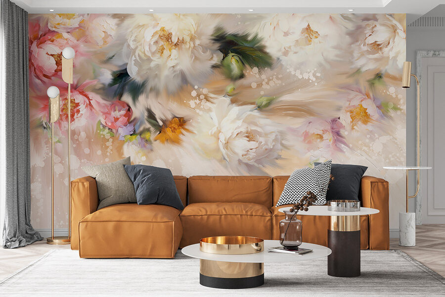 Schilderij van bloemen op een witte achtergrond
