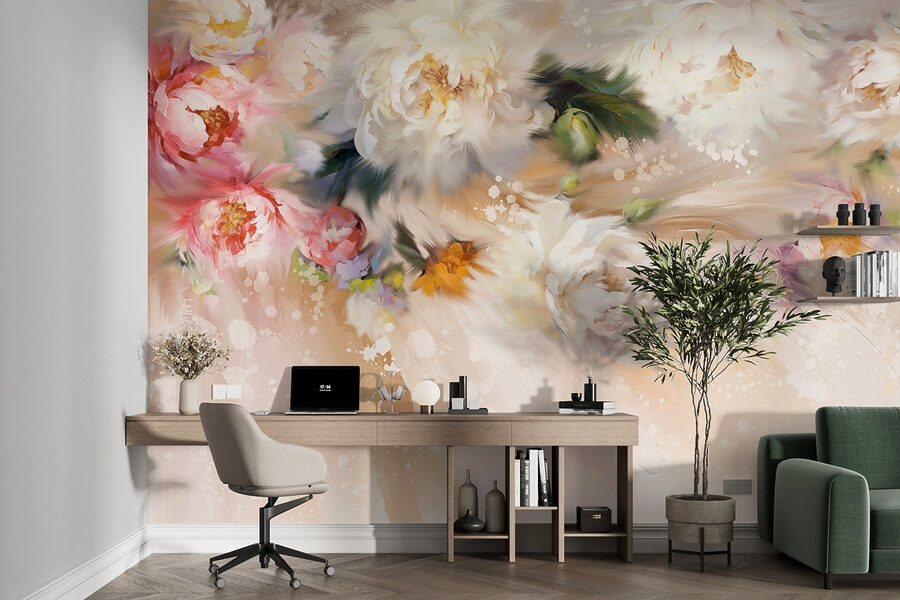 Schilderij van bloemen op een witte achtergrond
