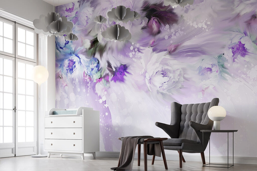 Painting of flowers and feathers