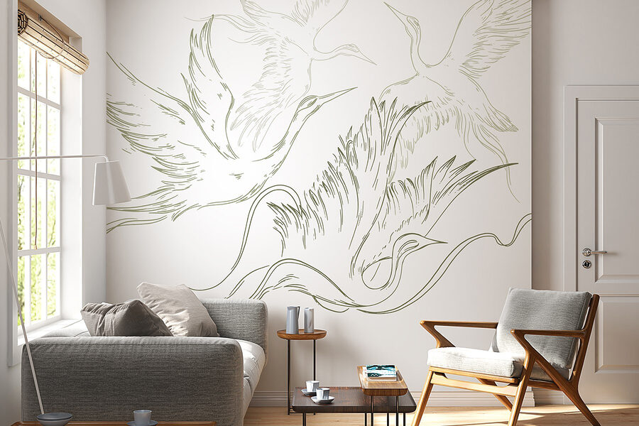 Tekening van vliegende vogels Tekening van vliegende vogels