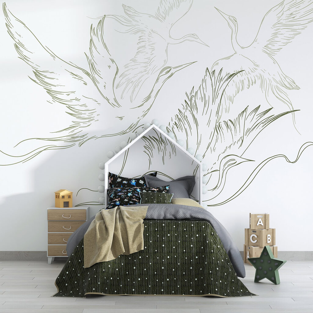 Drawing of birds flying