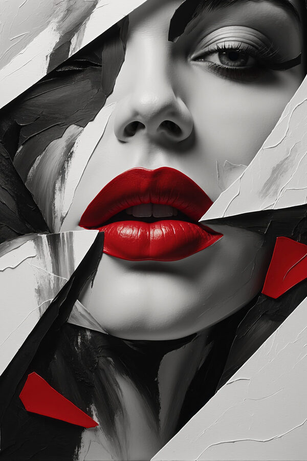 Rode lippen te midden van abstract ontwerp Rode lippen te midden van abstract ontwerp