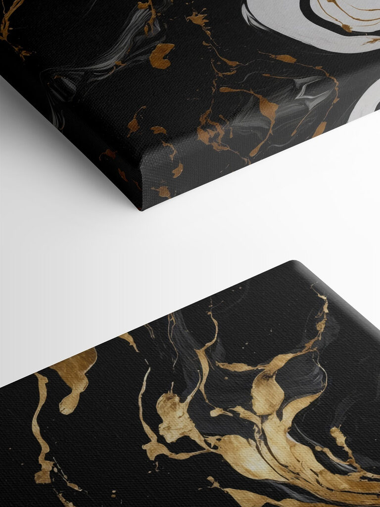 Abstract swirls of black and white