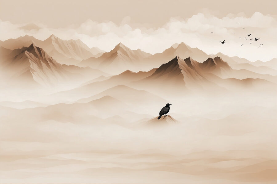 Vogel op een bergtop