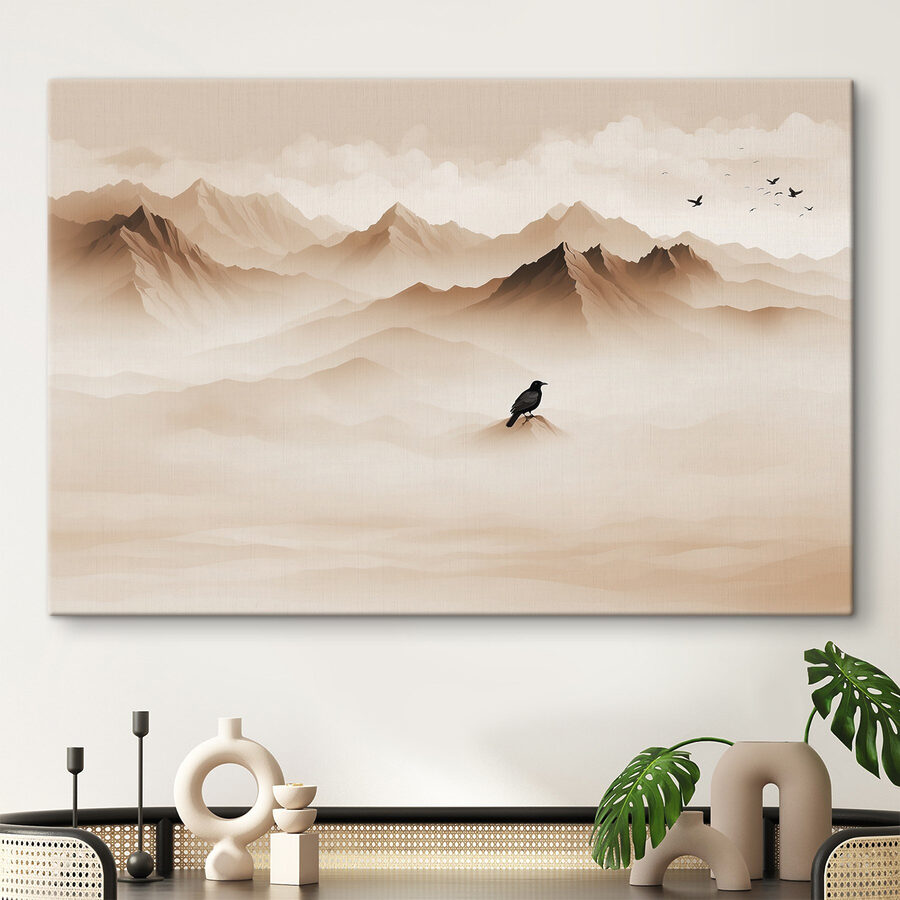 Vogel op een bergtop