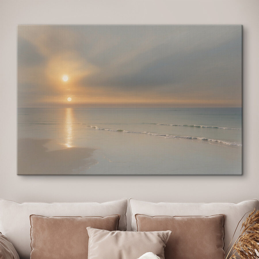 Zonsondergang boven een strand