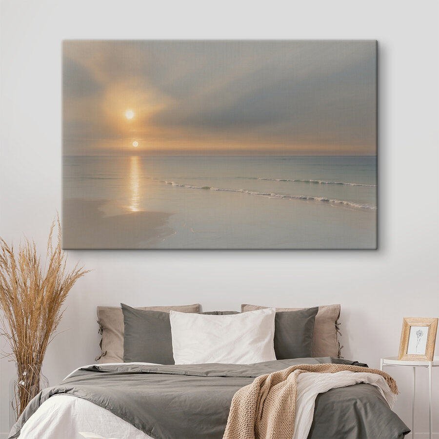Zonsondergang boven een strand