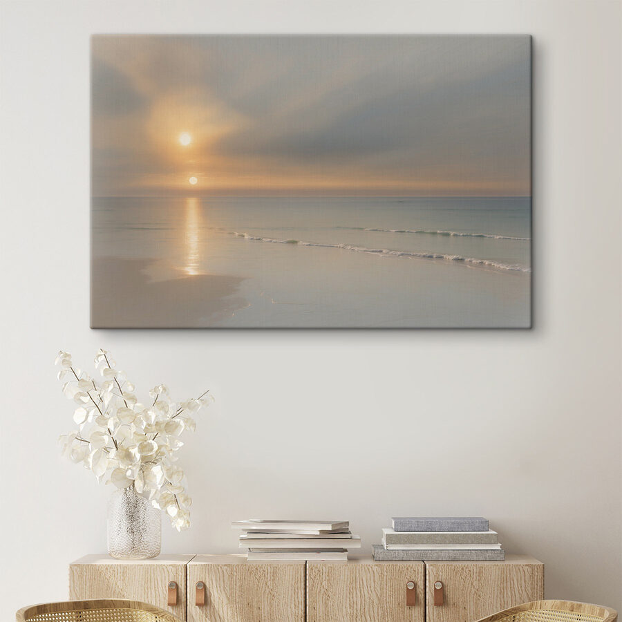 Zonsondergang boven een strand