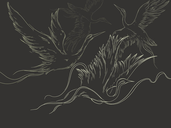 Tekening van vliegende vogels Tekening van vliegende vogels