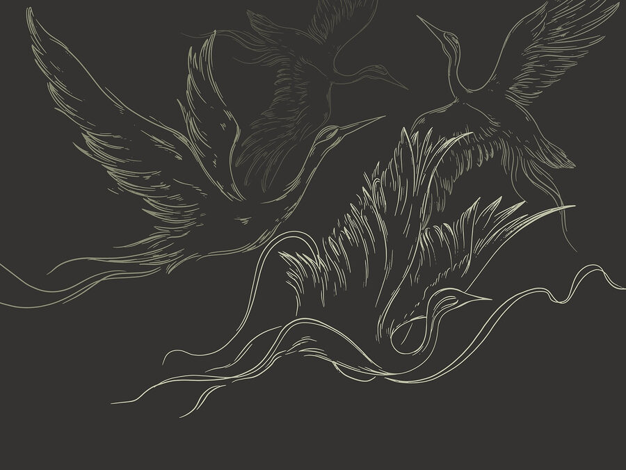 Tekening van vliegende vogels
