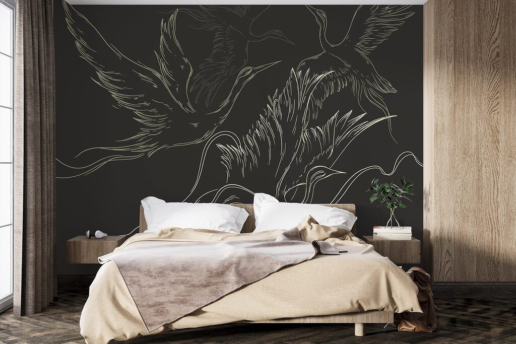 Drawing of birds flying