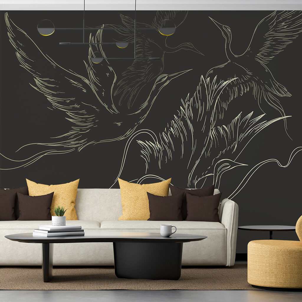 Drawing of birds flying