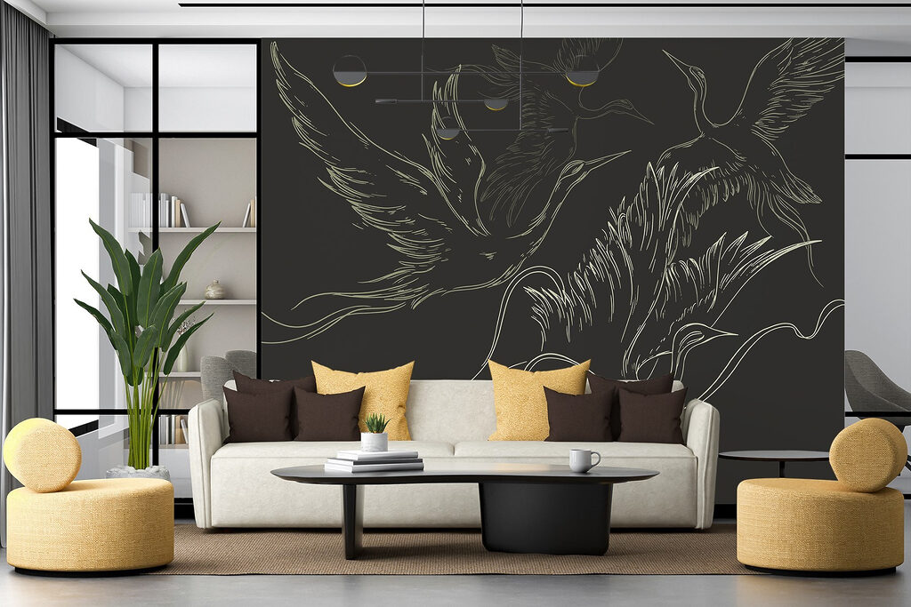 Drawing of birds flying