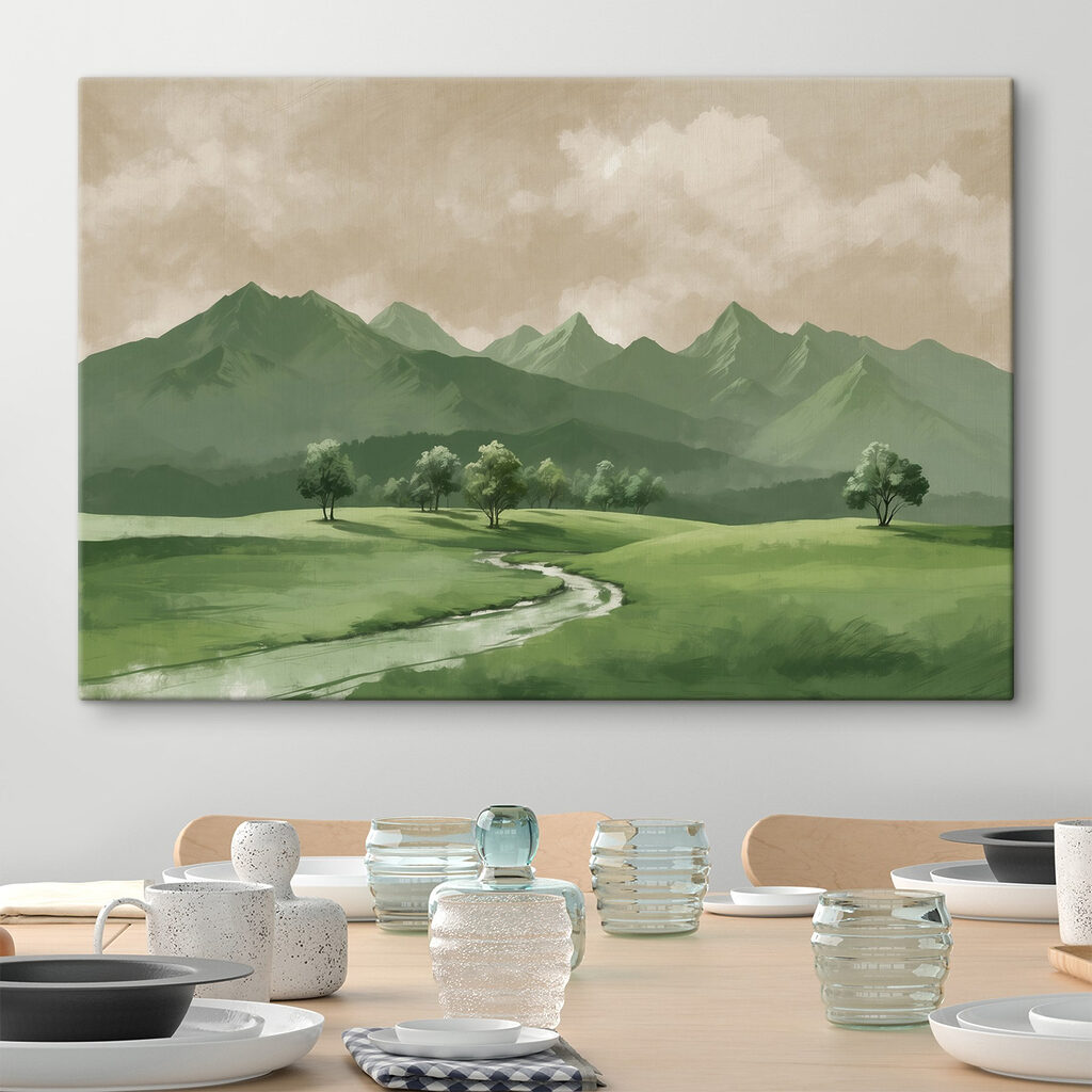 River running through a valley with trees and mountains River running through a valley with trees and mountains