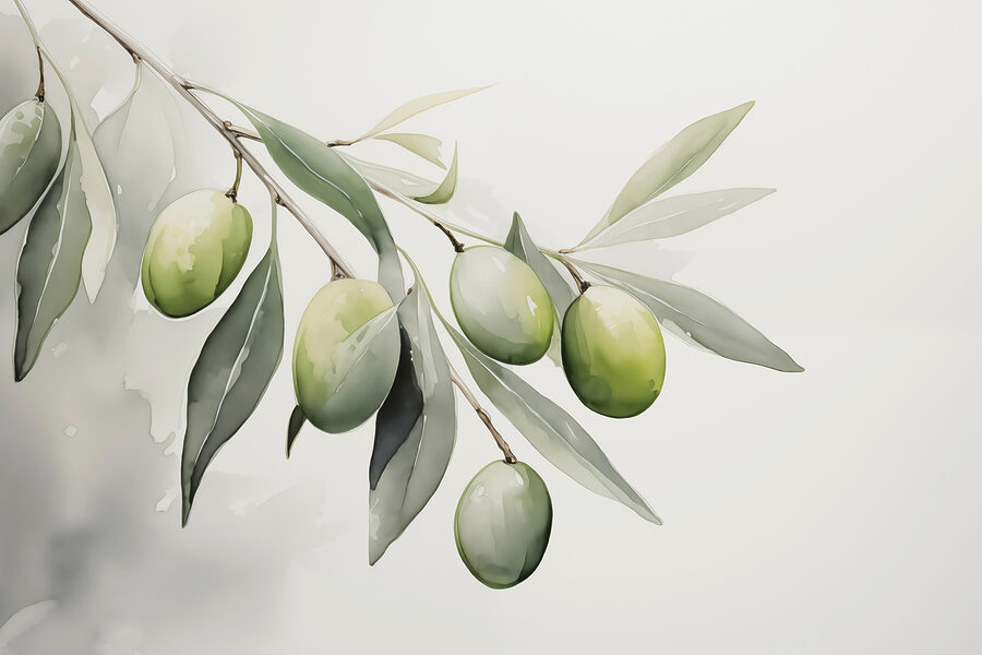Tak met groene vruchten en bladeren