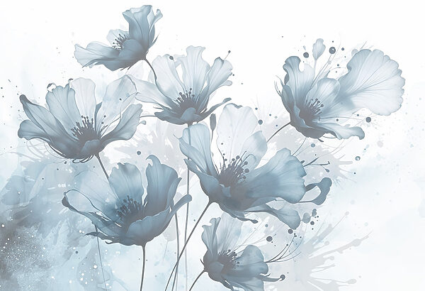 Groep bloemen met blauwe en witte kleuren Groep bloemen met blauwe en witte kleuren
