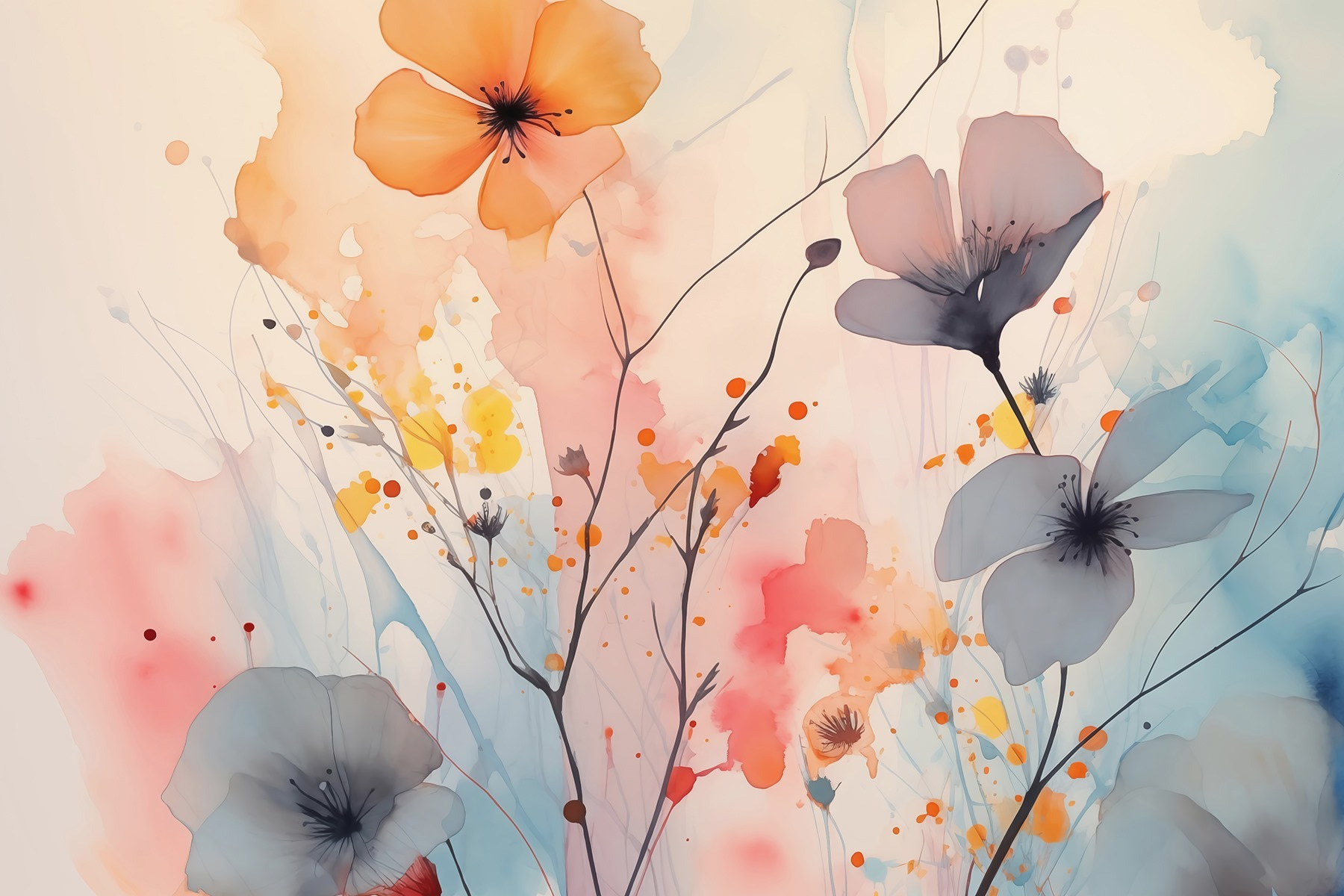 Painting of flowers on a white background Painting of flowers on a white background